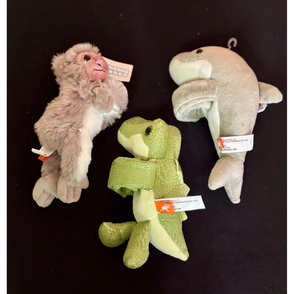 New Wild Republic Huggers Plush Lot Dolphin Alligator Monkey Slap Bracelet Toys